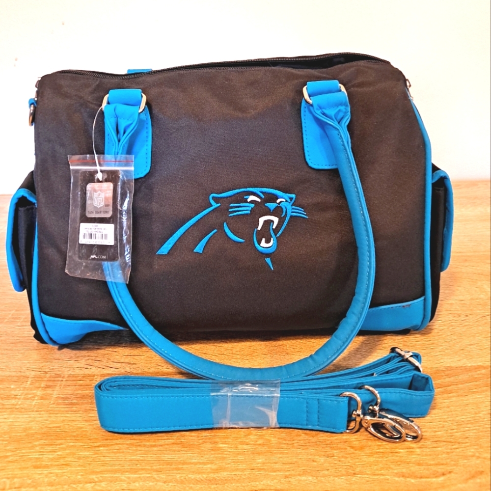 👀 💙 NFL Carolina Panther's Deluxe Handbag nwt - Picture 8 of 13